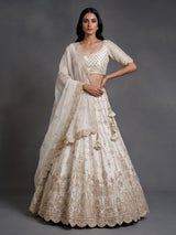 Cream mughal flare women lehenga choli