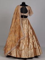 Antique gold banarasi silk lehenga choli with tissue silk dupatta