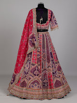 Rani pink purple lehenga choli with embroidered dupatta