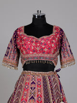 Rani pink purple lehenga choli with embroidered dupatta