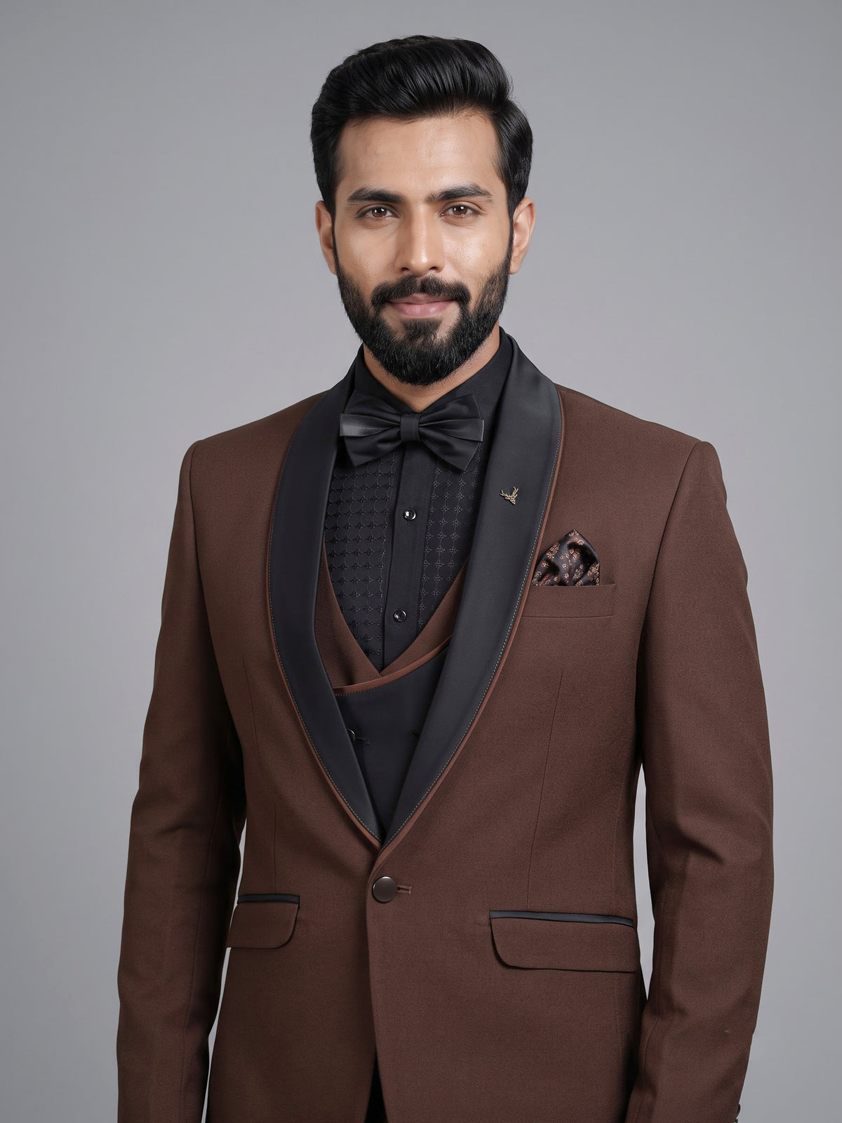 Coffee brown shawl lapel tuxedo set
