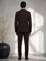 Dark wine terry rayon tuxedo suit with embellished black shawl lapel
