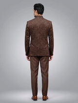 Coffee brown velvet Jodhpuri suit with regal paisley detailing