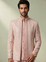 Dusty peach Indo western set with embellished bandhgala jacket