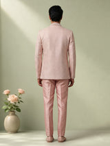 Dusty peach Indo western set with embellished bandhgala jacket