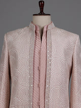 Dusty peach Indo western set with embellished bandhgala jacket