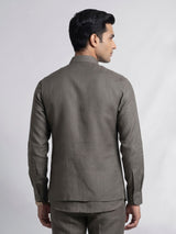 Slate grey ethnic waistcoat set with silver zardozi embroidery