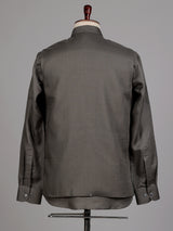 Slate grey ethnic waistcoat set with silver zardozi embroidery