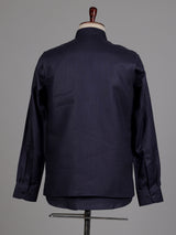 Midnight navy Nehru waistcoat set with royal crest embroidery