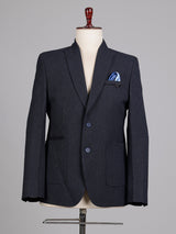 Deep navy micro knit textured single breasted blazer