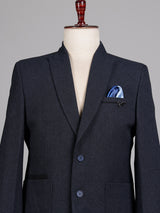 Deep navy micro knit textured single breasted blazer