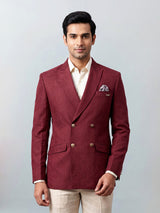 Royal wine double breasted peak lapel formal blazer