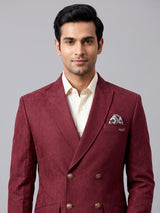 Royal wine double breasted peak lapel formal blazer