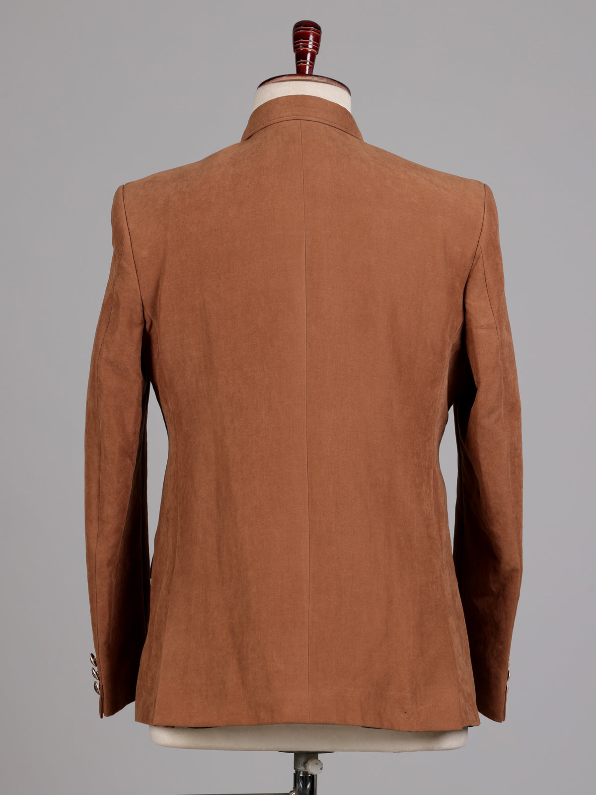 Tan brown suede finish double breasted tailored blazer