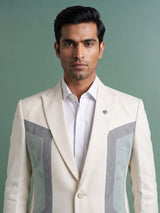 Off White contemporary blazer with geometric contrast inset panels