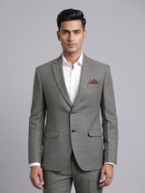 Classic grey herringbone pick stitched single breasted blazer