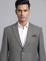 Classic grey herringbone pick stitched single breasted blazer