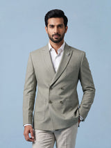 Grey micro textured double breasted formal blazer