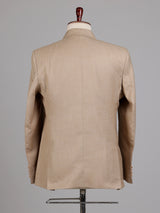 Elegant beige fine textured double breasted party blazer