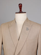 Elegant beige fine textured double breasted party blazer