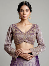 Lavender purple banarasi silk designer lehenga with elegant dupatta
