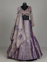 Lavender purple banarasi silk designer lehenga with elegant dupatta