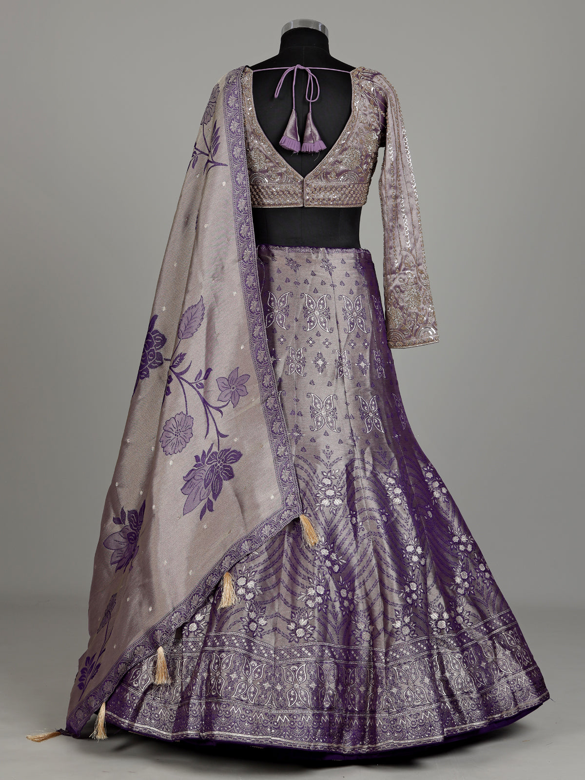 Lavender purple banarasi silk designer lehenga with elegant dupatta