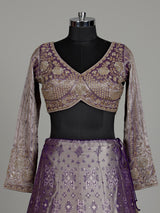 Lavender purple banarasi silk designer lehenga with elegant dupatta
