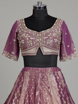Purple banarasi tissue silk designer lehenga with embellished dupatta