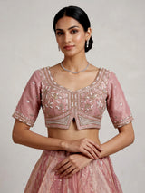 Onion pink banarasi tissue silk designer lehenga with dupatta