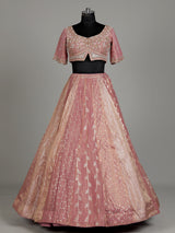 Onion pink banarasi tissue silk designer lehenga with dupatta