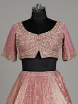 Onion pink banarasi tissue silk designer lehenga with dupatta