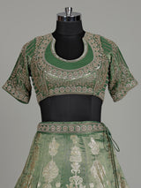 Pista green banarasi silk lehenga choli with dupatta