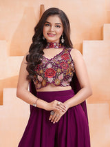 Wine luxurious girls designer palazzo suit