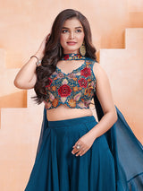 Teal blue statement girls palazzo suit