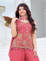 Pink kashmiri girls festive palazzo suit