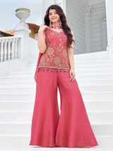 Pink kashmiri girls festive palazzo suit