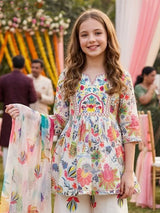Multi colour artistic girls designer palazzo suit