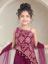 Wine dramatic girls designer palazzo suit