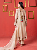 Beige women embellished anarkali suit for wedding