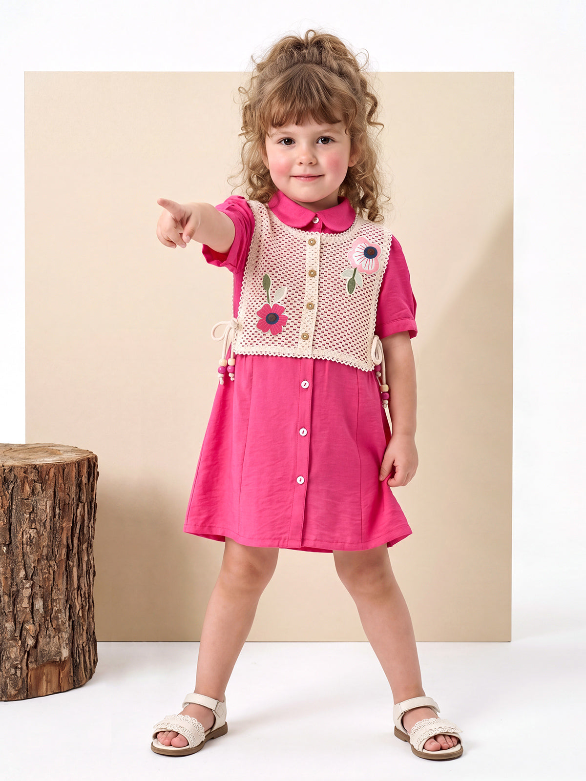 Pink floral layered girls jacket