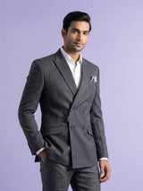 Charcoal grey double-breasted blazer with