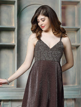 Brown metallic women western dress