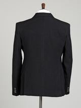Jet black double-breasted tuxedo suit with crystal-bead piping