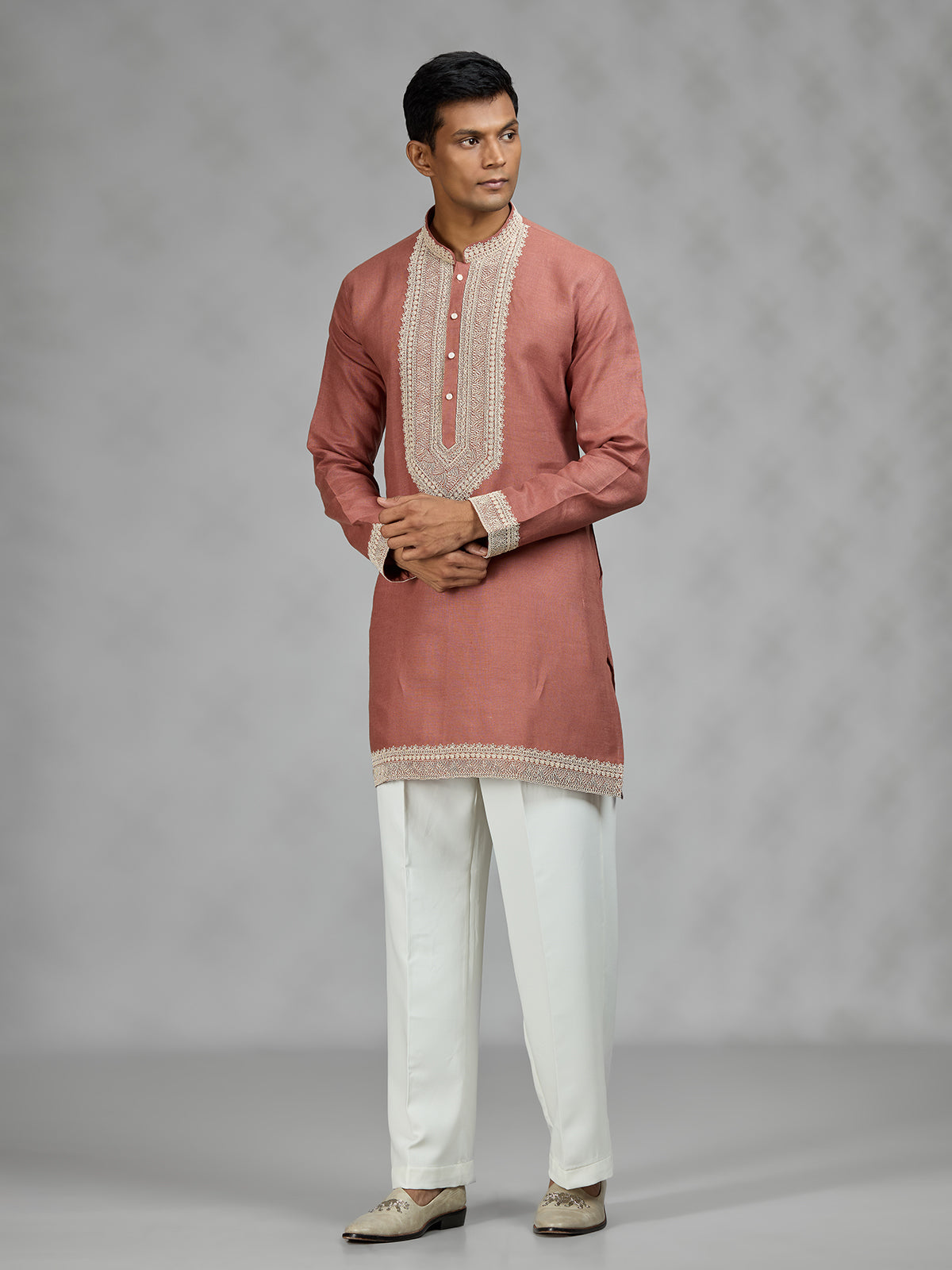 Rust brown heritage mens kurta suit