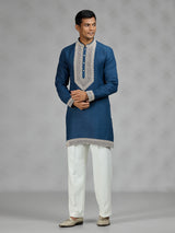 Royal blue refined mens kurta suit