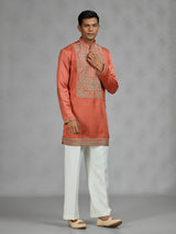 Rust orange antique gold mens kurta suit