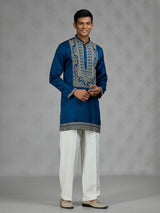 Royal blue ornate mens kurta suit