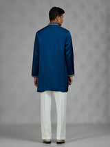 Royal blue ornate mens kurta suit