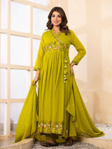 Green floral women kurti set